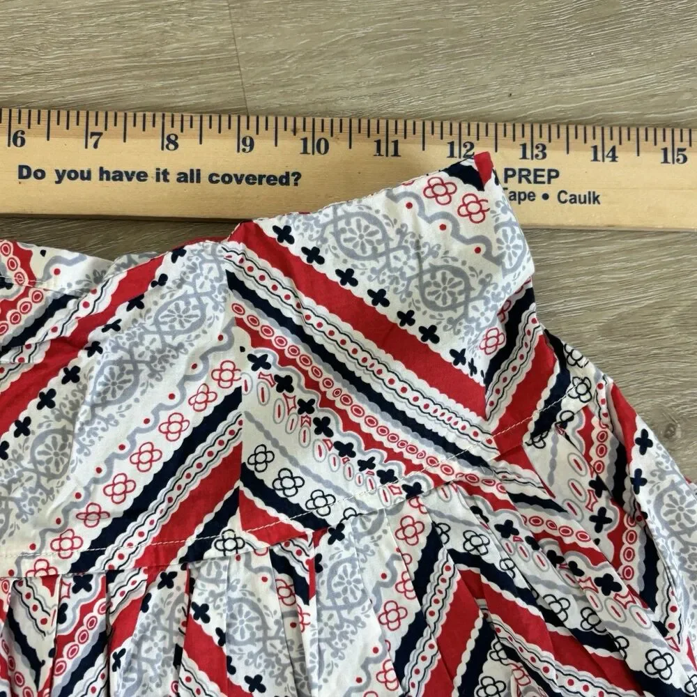 Old Navy Girls L Kids Red White Blue Bandana Print Pleated Boho Mini Skirt Cute